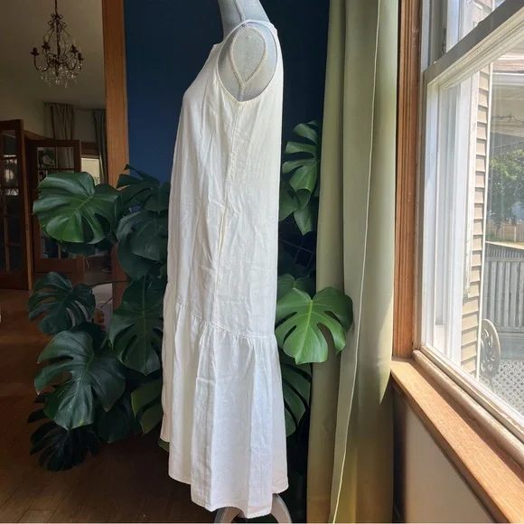 ADYSON PARKER Cream Sleeveless Sundress Hi Low Maxi Linen Dress - Picture 5 of 9
